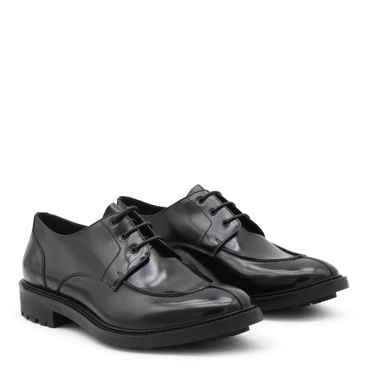Black Leather Lace Up Loafers