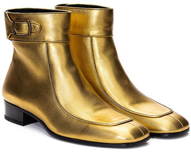Saint Laurent Gold Leather Ankle Boots