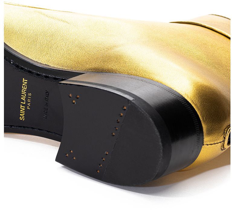 Saint Laurent Gold Leather Ankle Boots