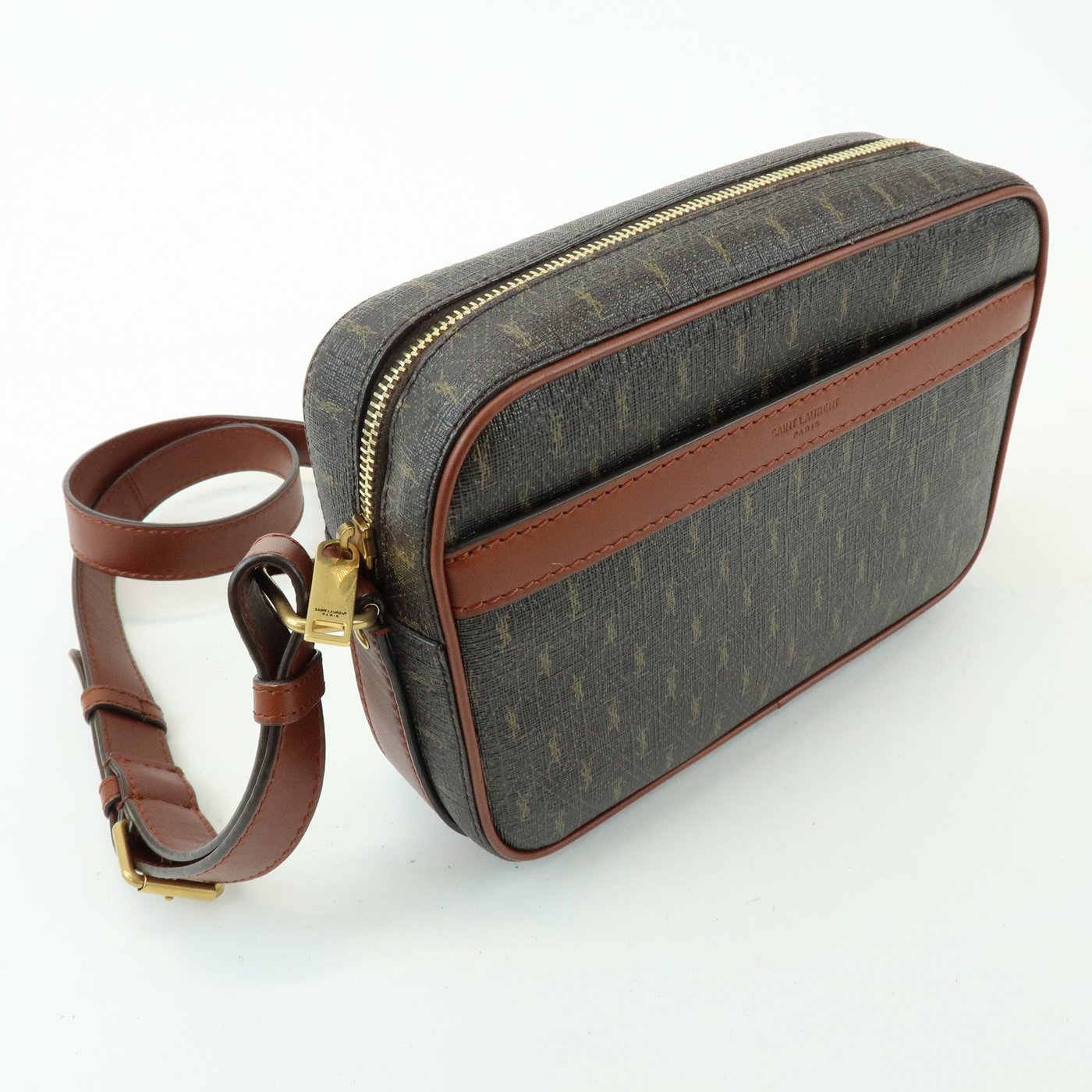 Saint Laurent Le Monogramme Camera Monogram All Over Coated Canvas and Leather Small