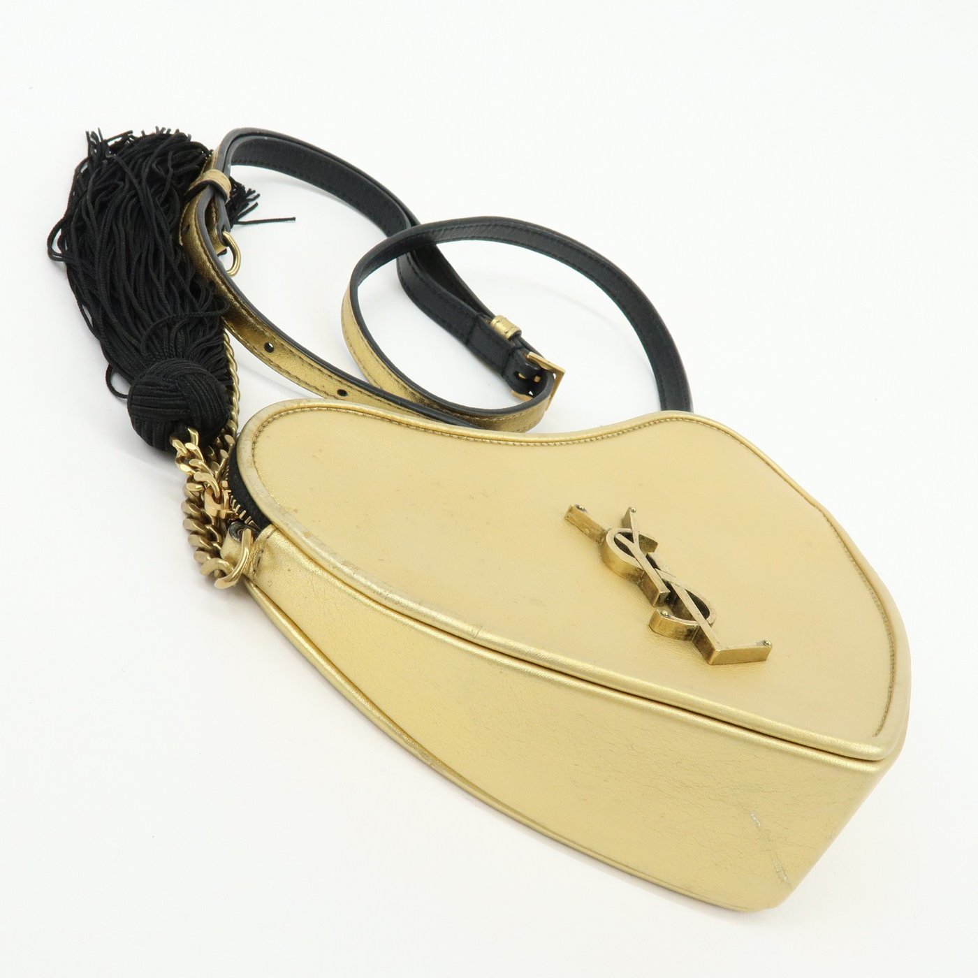 Saint Laurent Love Heart Tassel Chain Leather Small