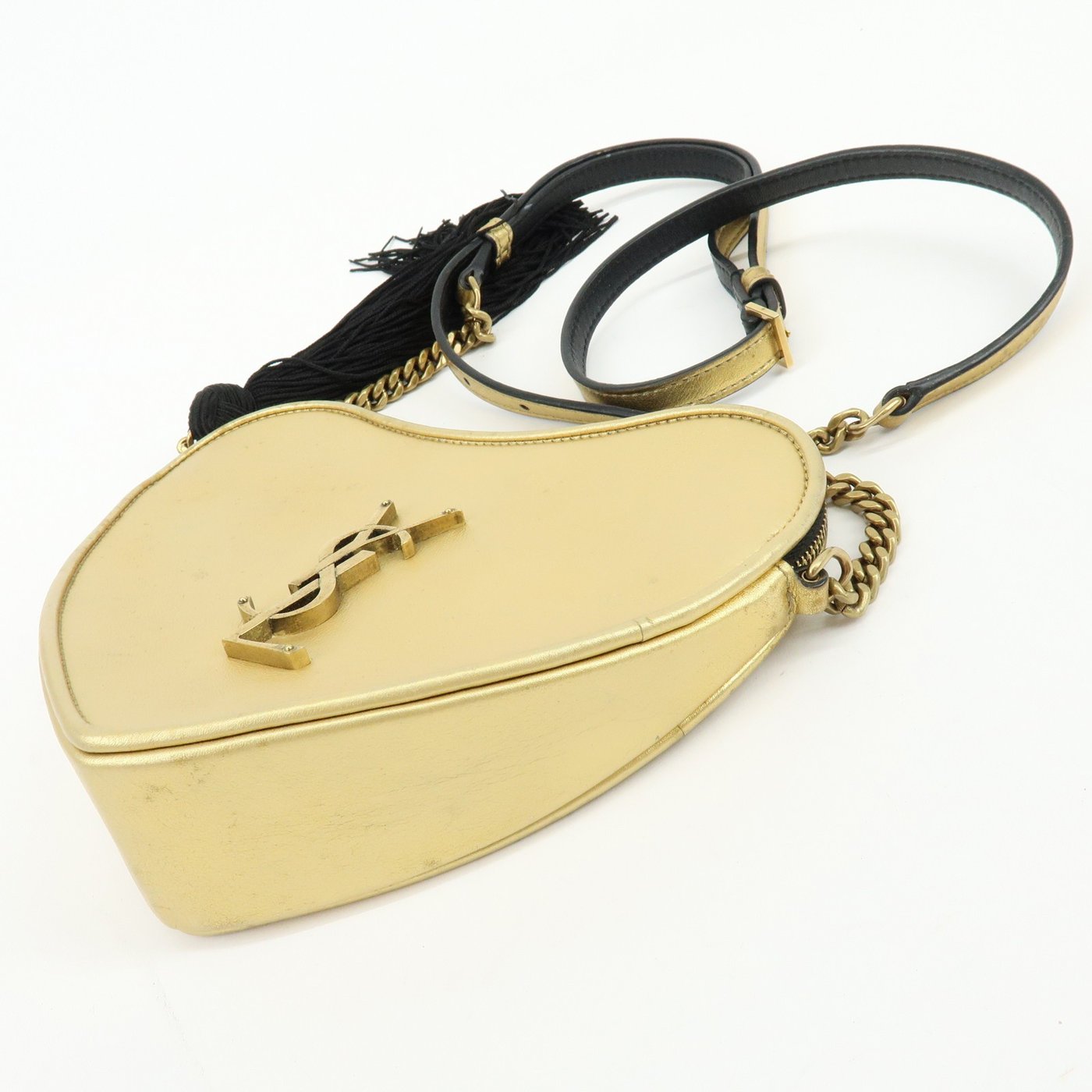 Saint Laurent Love Heart Tassel Chain Leather Small