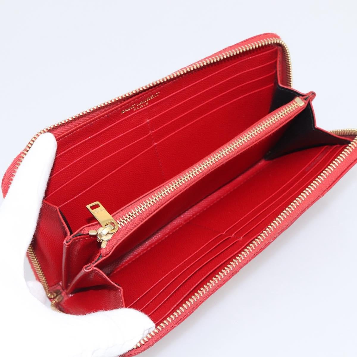 Saint Laurent Loulou Zip Around Matelasse Chevron Leather Long