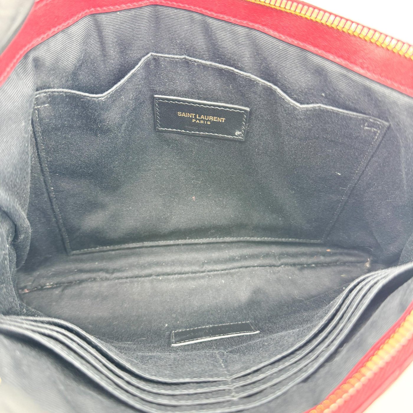 Saint Laurent Classic Monogram Wristlet Matelasse Chevron Leather Small