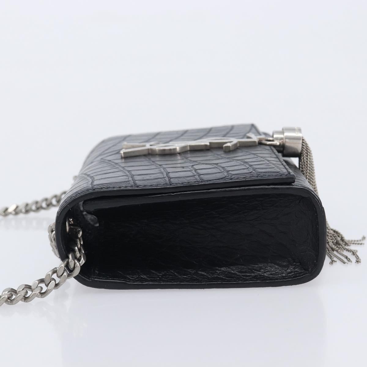 Saint Laurent Classic Monogram Tassel Chain Crocodile Embossed Leather