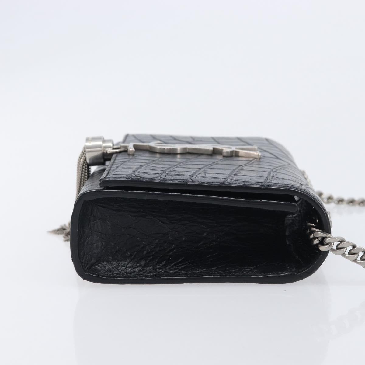Saint Laurent Classic Monogram Tassel Chain Crocodile Embossed Leather
