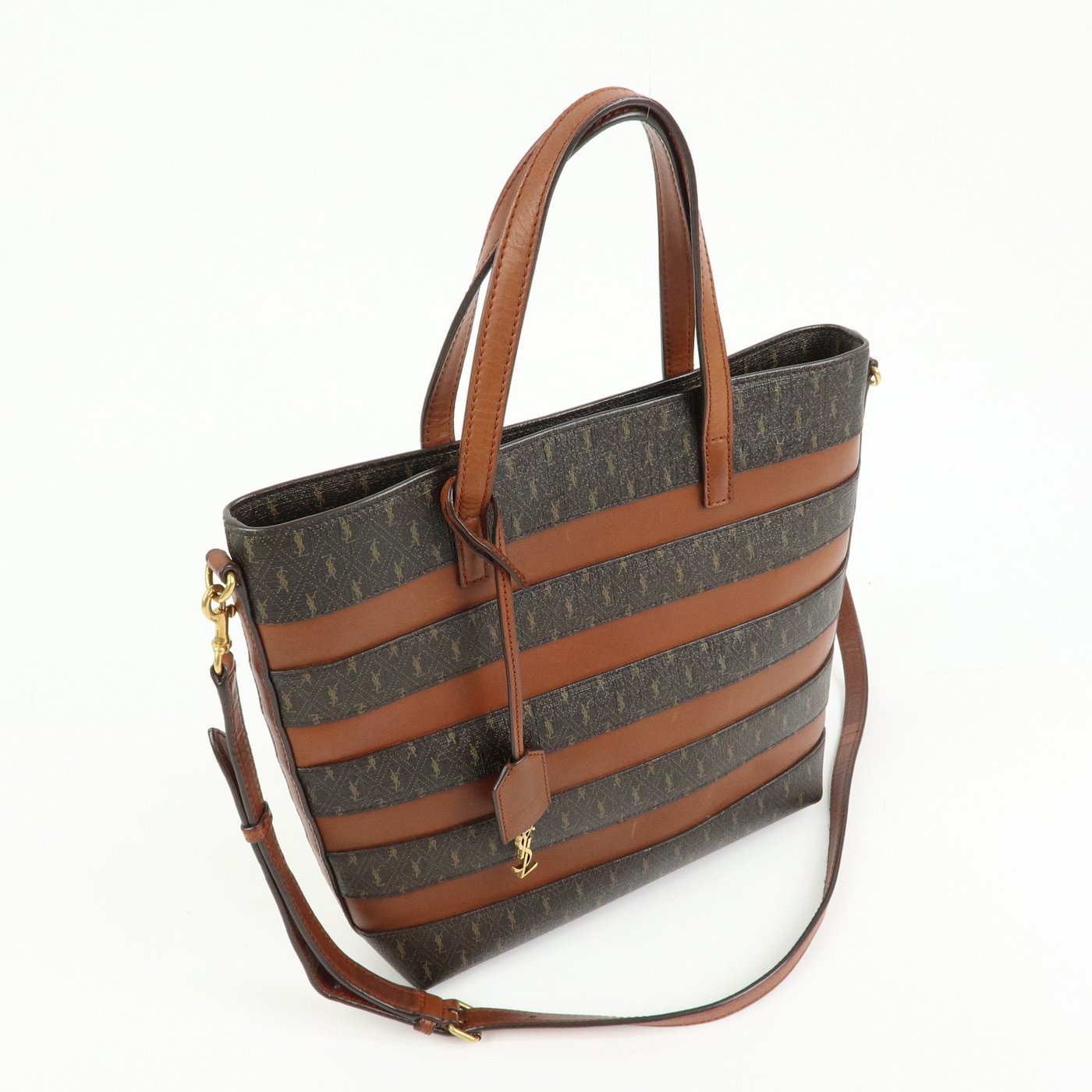 Saint Laurent Le Monogramme Shopper Monogram All Over Coated Canvas and Leather Toy