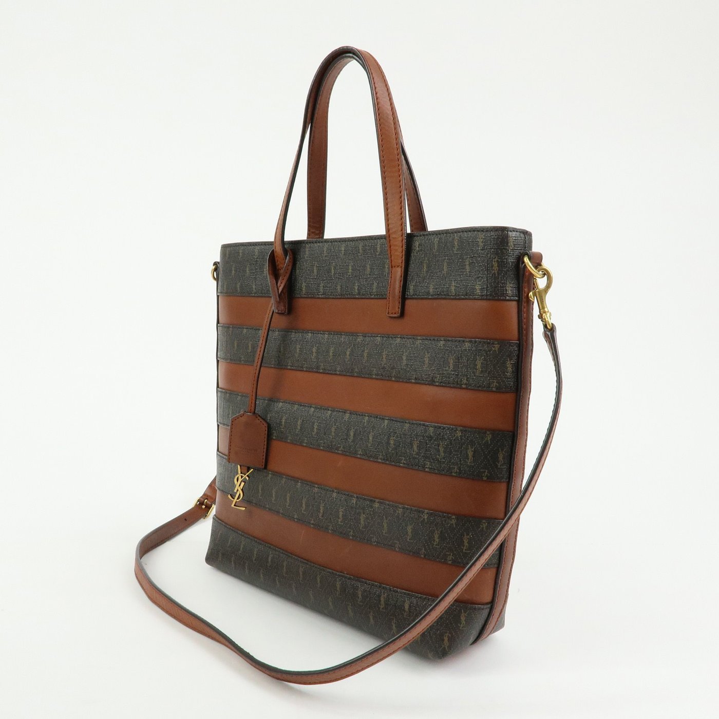 Saint Laurent Le Monogramme Shopper Monogram All Over Coated Canvas and Leather Toy