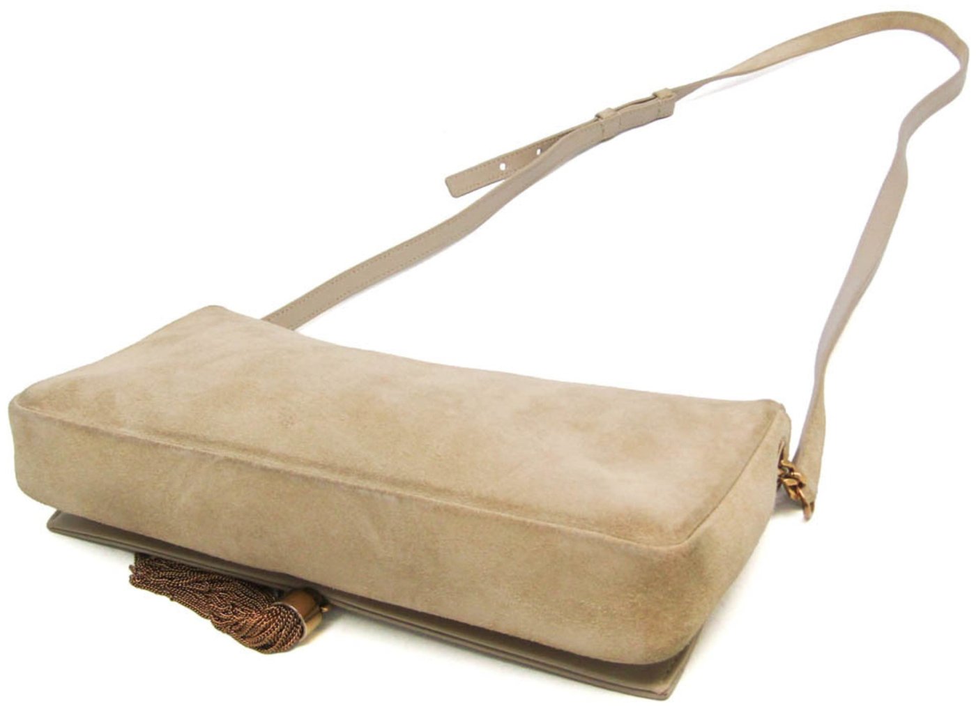 Saint Laurent Classic Monogram Tassel Clutch Suede Long