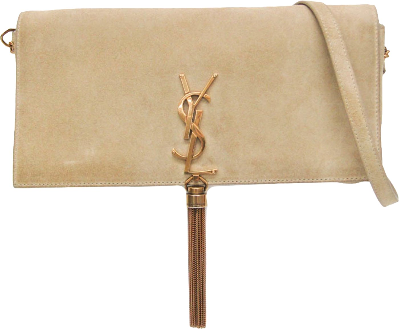 Saint Laurent Classic Monogram Tassel Clutch Suede Long