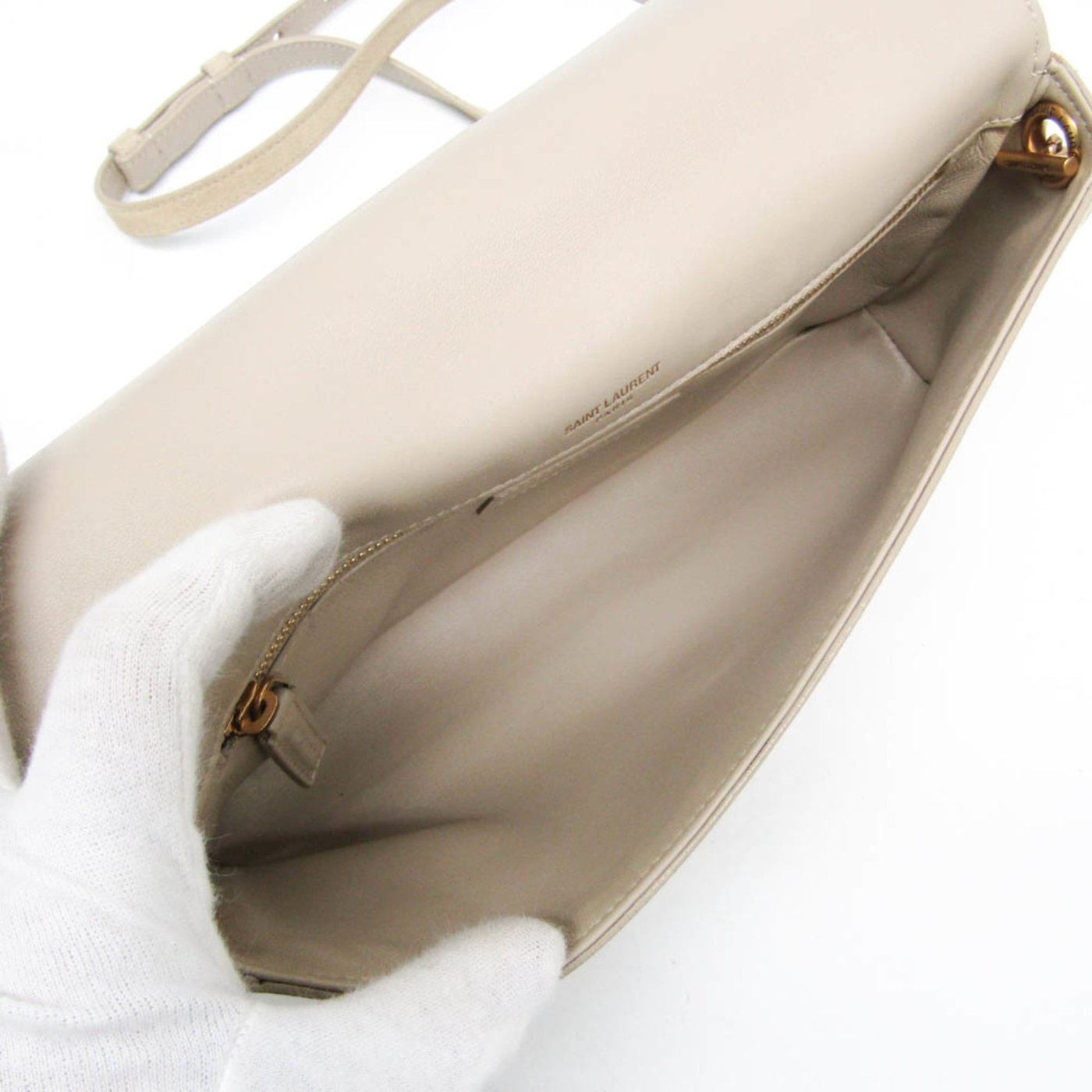 Saint Laurent Classic Monogram Tassel Clutch Suede Long