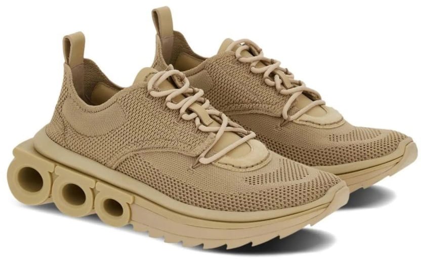 Salvatore Ferragamo Beige Fabric Athletic Sneakers