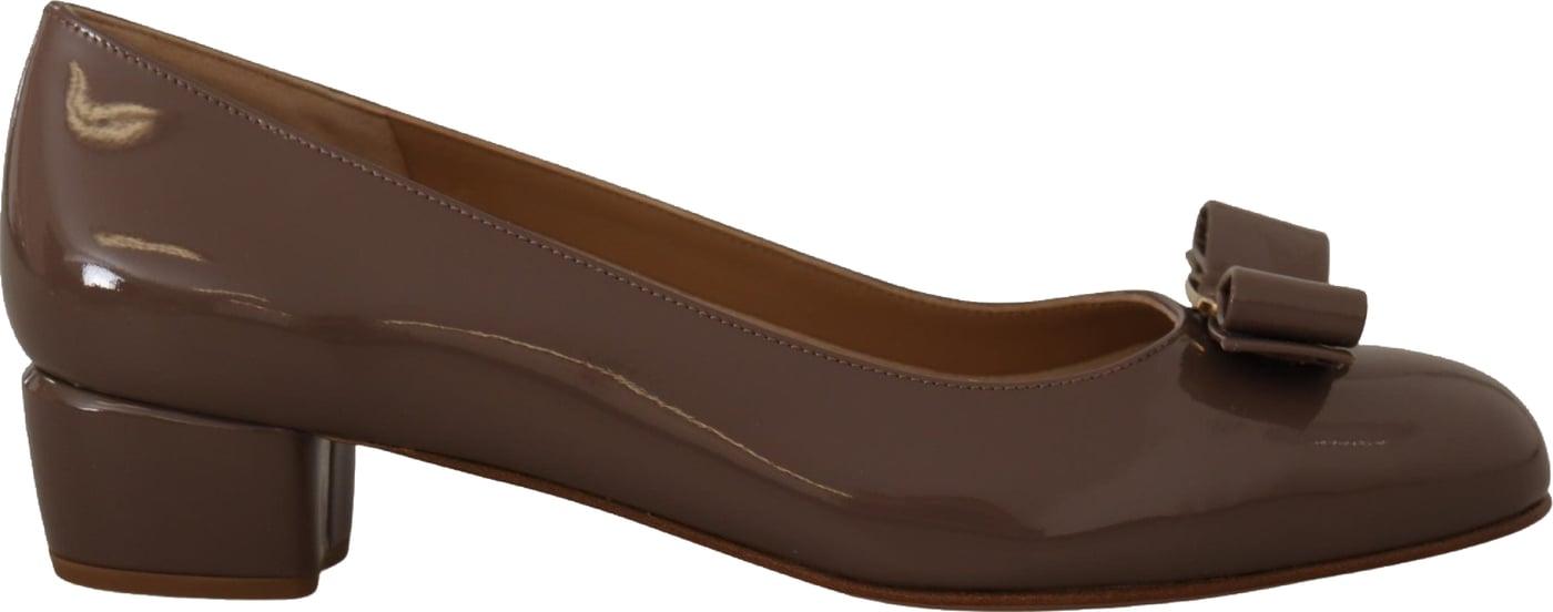 Salvatore Ferragamo Brown Naplak Calf Leather Pumps Shoes