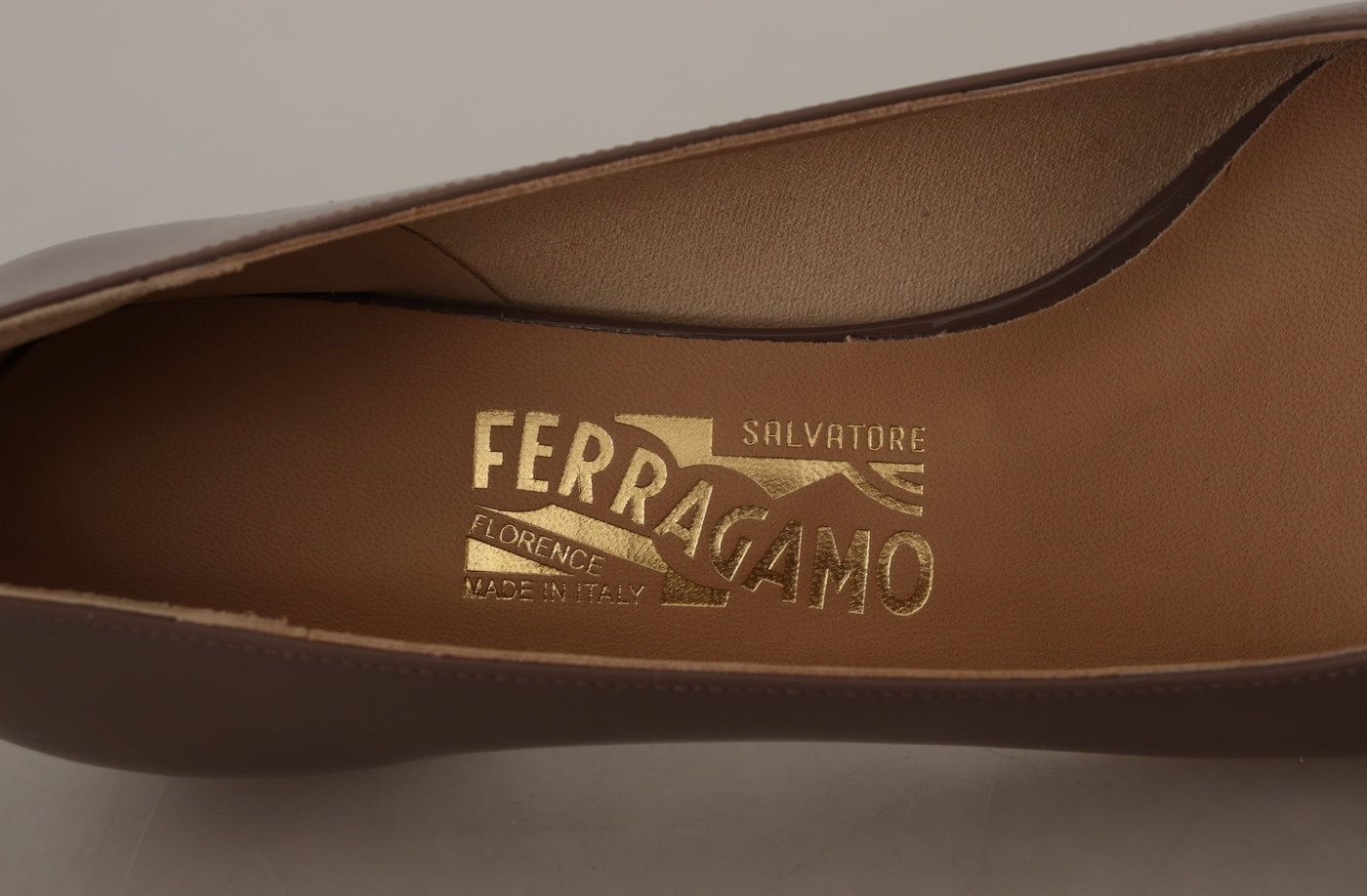 Salvatore Ferragamo Brown Naplak Calf Leather Pumps Shoes