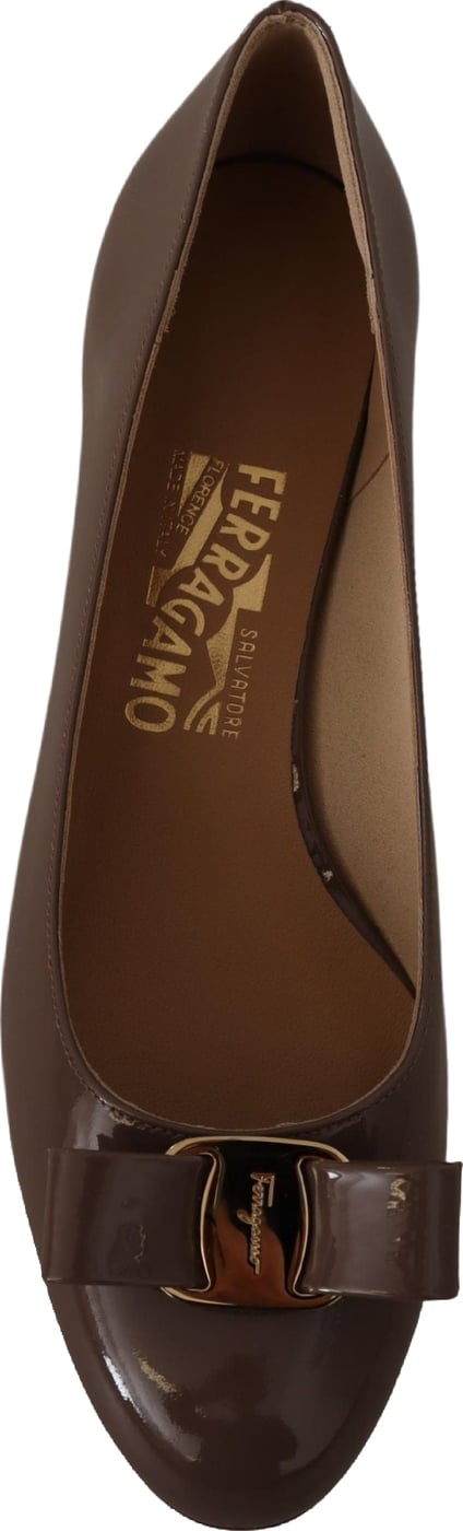 Salvatore Ferragamo Brown Naplak Calf Leather Pumps Shoes