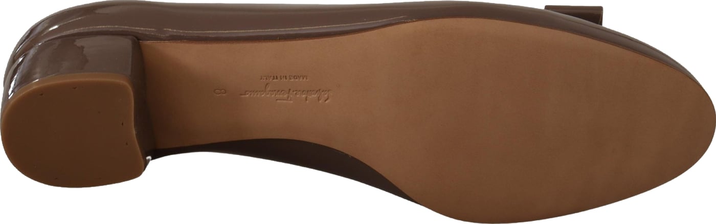 Salvatore Ferragamo Brown Naplak Calf Leather Pumps Shoes