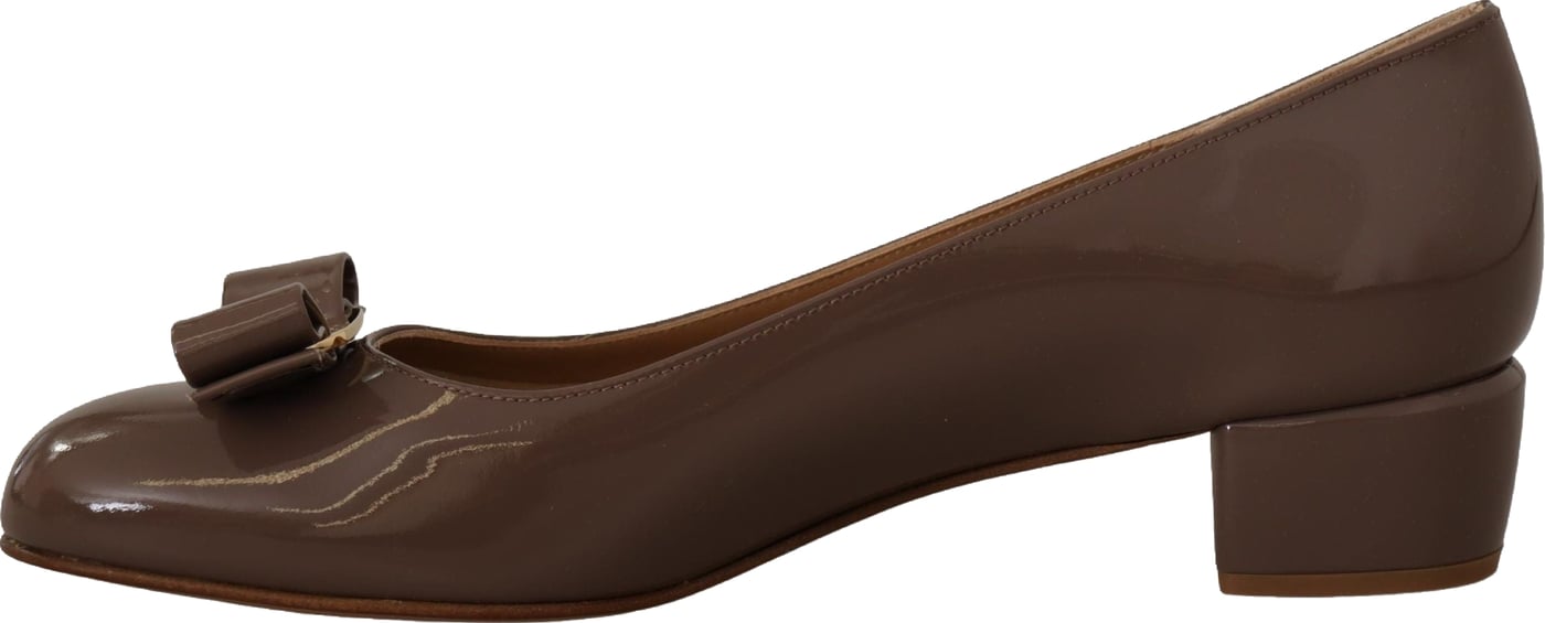 Salvatore Ferragamo Brown Naplak Calf Leather Pumps Shoes