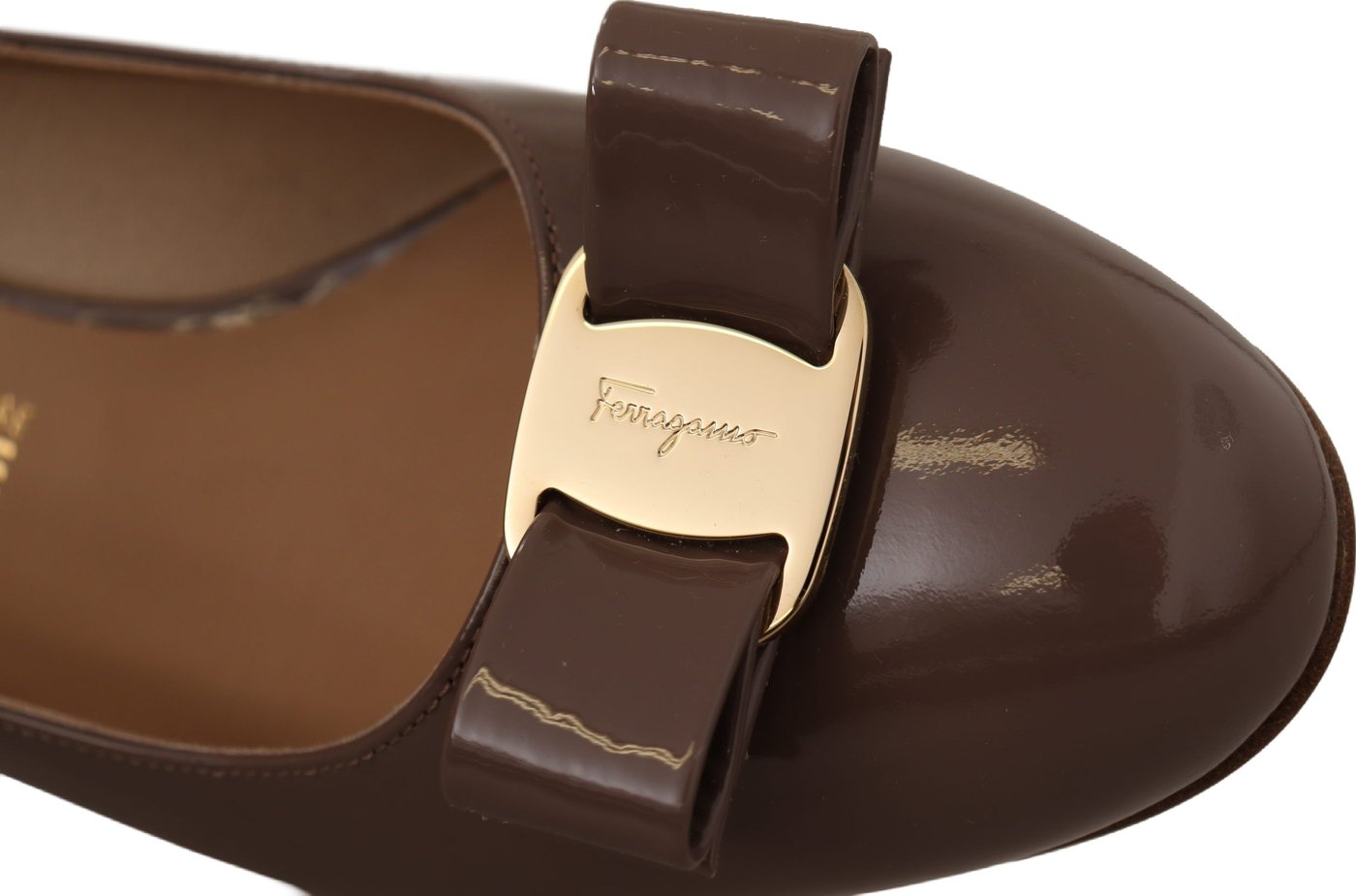 Salvatore Ferragamo Brown Naplak Calf Leather Pumps Shoes