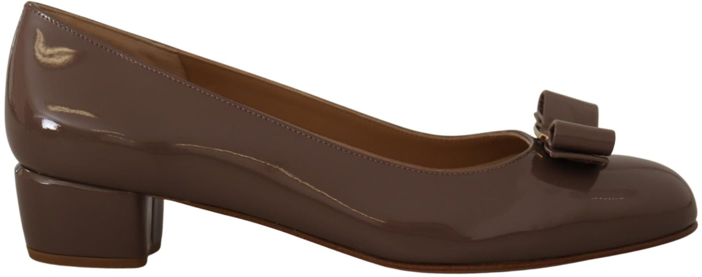 Salvatore Ferragamo Brown Naplak Calf Leather Pumps Shoes