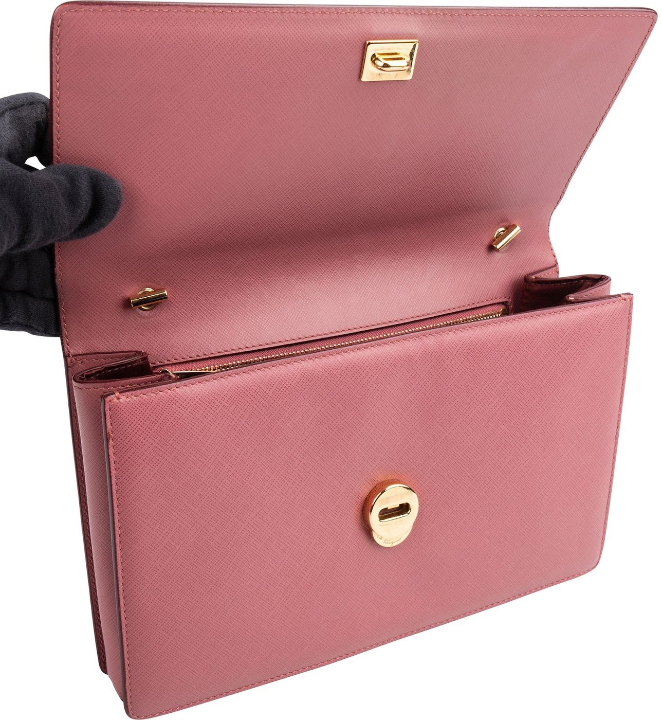 Salvatore Ferragamo Saffiano Leather Vara Bow Flap Crossbody Bag