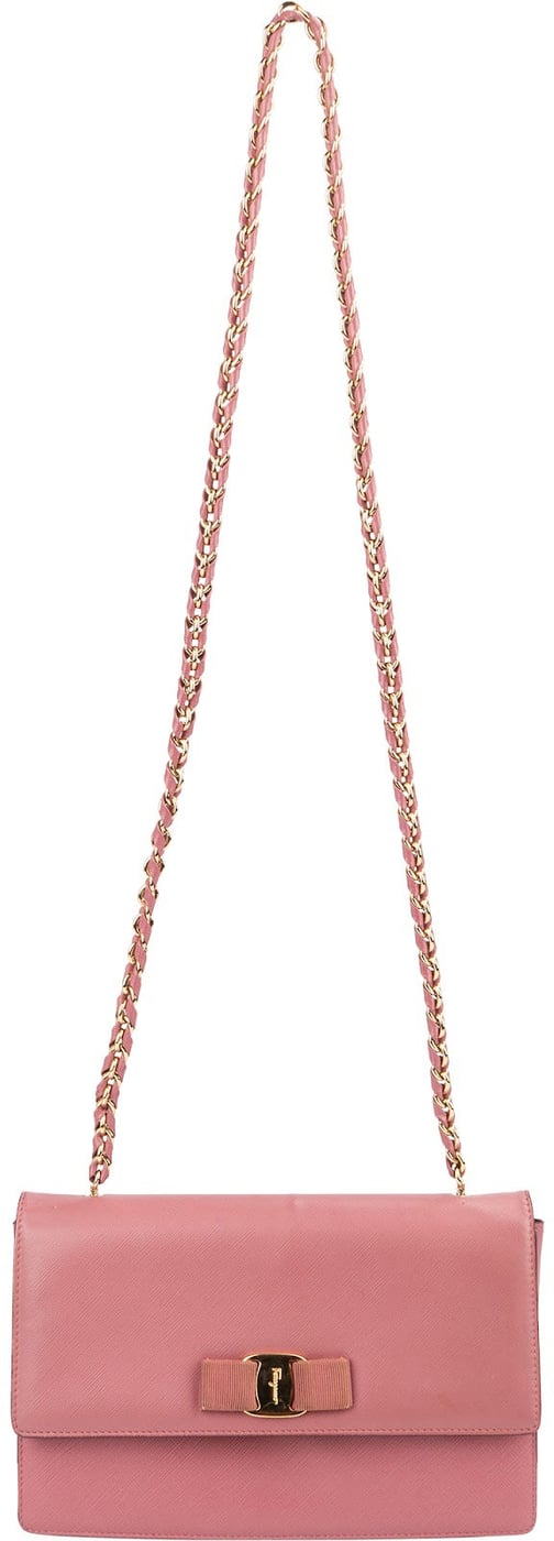 Salvatore Ferragamo Saffiano Leather Vara Bow Flap Crossbody Bag