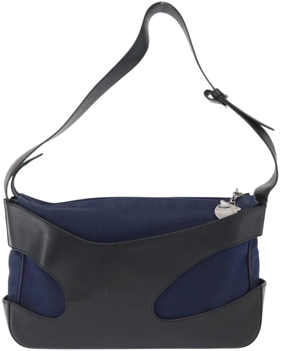 Salvatore Ferragamo Cut Out Leather and Canvas Small