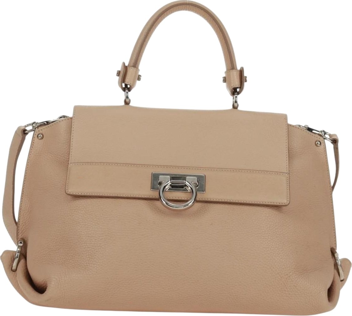 Salvatore Ferragamo Sofia Satchel Grainy Leather Large