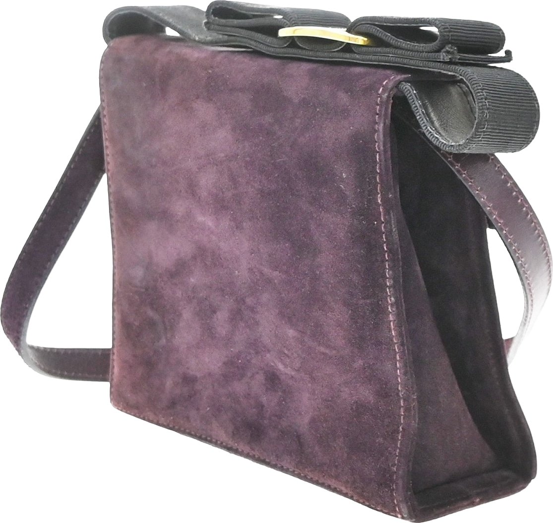 Salvatore Ferragamo Vintage Vara Bow Handle Shoulder Suede Mini