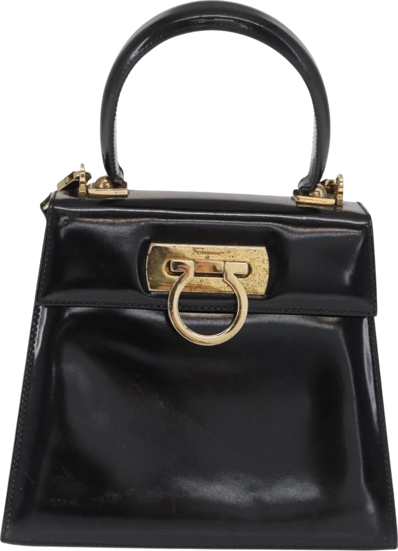 Salvatore Ferragamo Gancini Convertible Top Handle Patent Leather