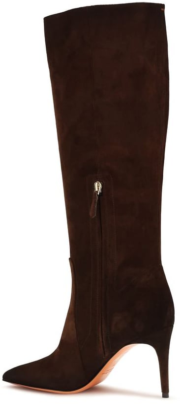 Santoni Brown Calf Leather Bos Taurus High Heel Boots