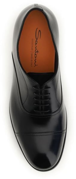 Santoni Black Calf Leather Bos Taurus Oxfords And Derbies
