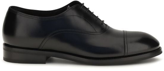 Santoni Black Calf Leather Bos Taurus Oxfords And Derbies