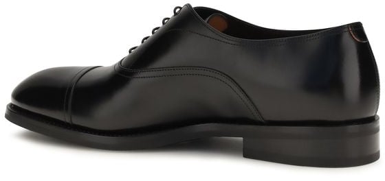 Santoni Black Calf Leather Bos Taurus Oxfords And Derbies