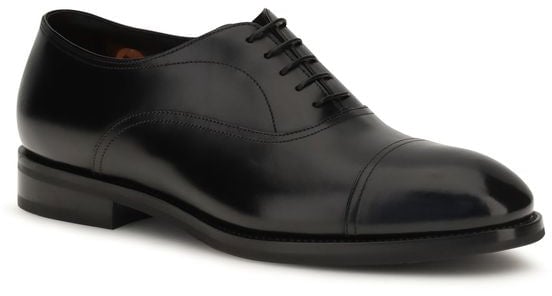 Santoni Black Calf Leather Bos Taurus Oxfords And Derbies