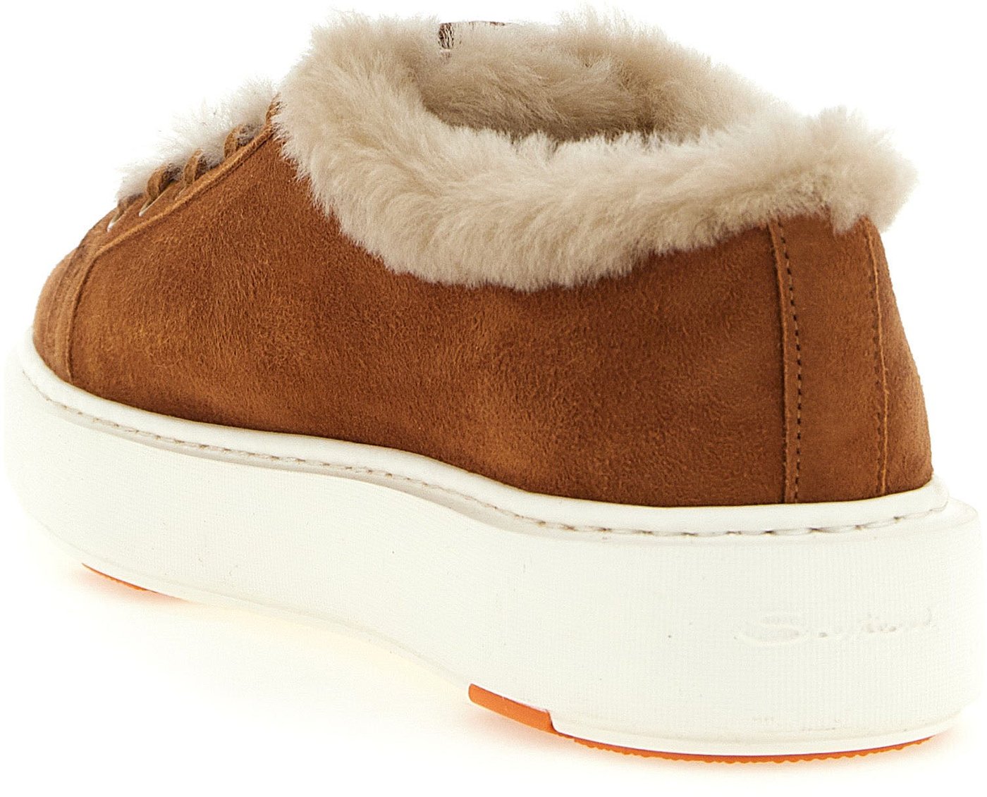Santoni Brown Goatskin Low Top Sneakers