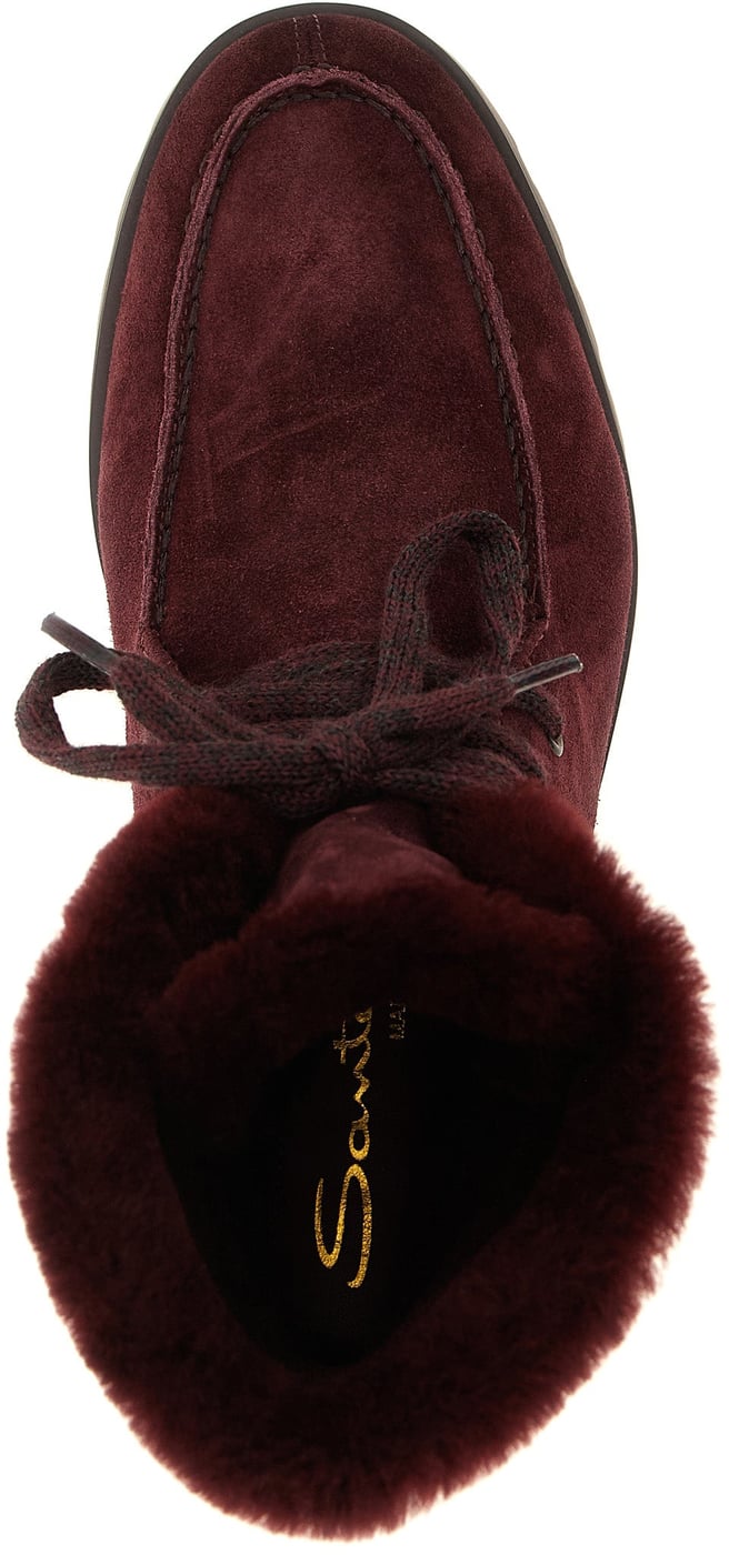 Santoni Bordeaux Calfskin Ankle Boots