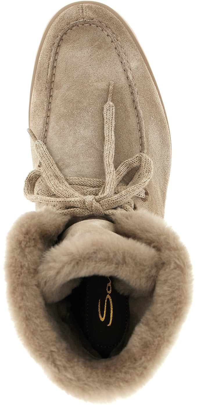 Santoni Beige Calfskin Ankle Boots