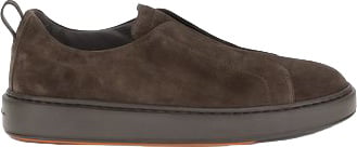 Santoni Brown Calf Leather Bos Taurus Low Top Sneakers