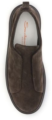 Santoni Brown Calf Leather Bos Taurus Low Top Sneakers