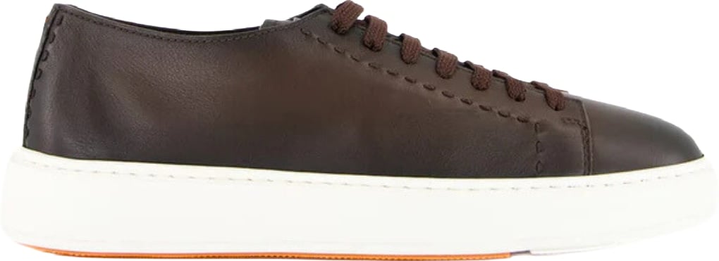 Santoni L-Top Clean Row Men's Leather Sneakers Brown