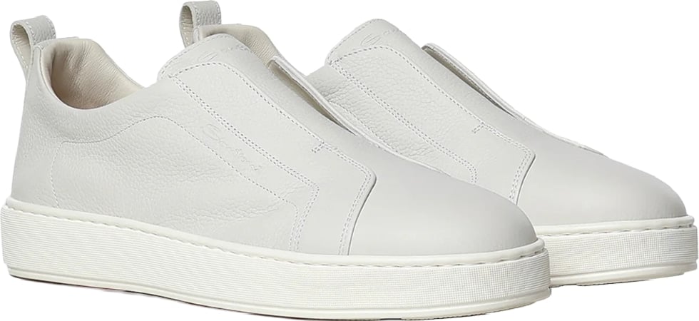 Santoni Men's Leather Slip-On Sneakers White