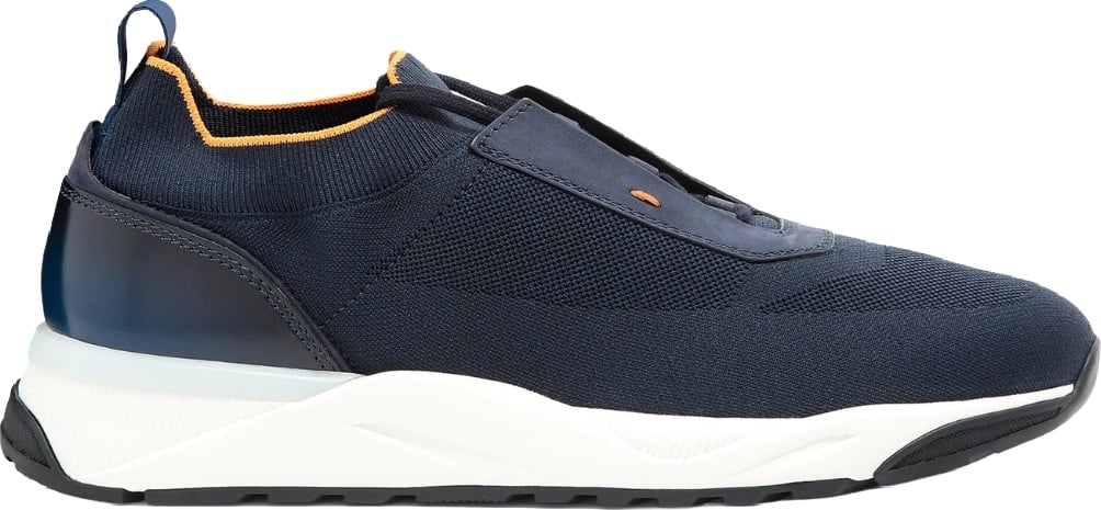 Santoni Men's Stretch Fabric Low-Top Sneakers Blue