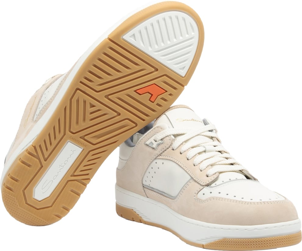 Santoni Sneak-Air Men's Leather Sneakers White Beige