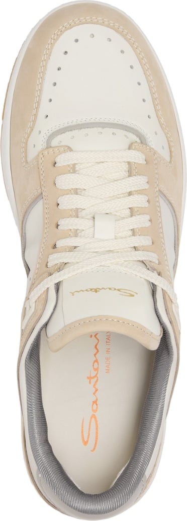 Santoni Sneak-Air Men's Leather Sneakers White Beige