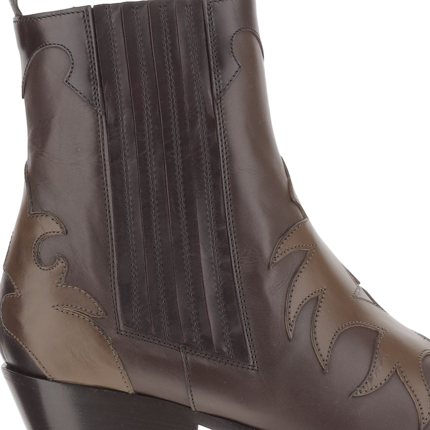 Parma Leather Ankle Boots With Tapered Toe And Decorative Stitching