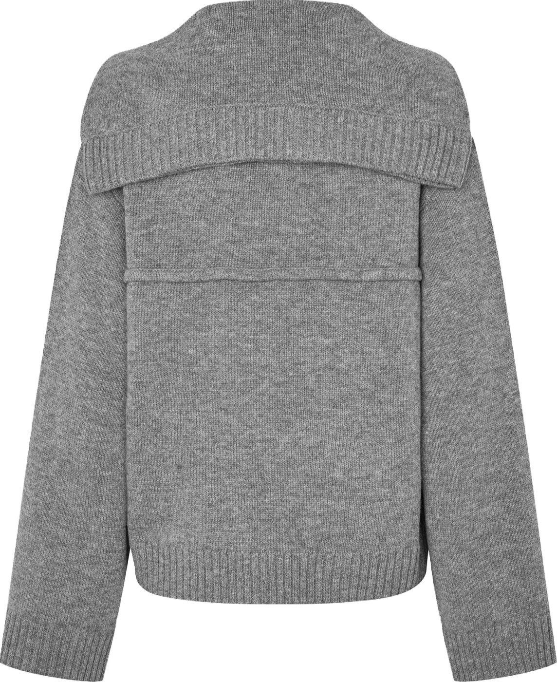 Second Female - 61184 - Alpha Knit Collar Cardigan - 7045 Mid Grey Melange