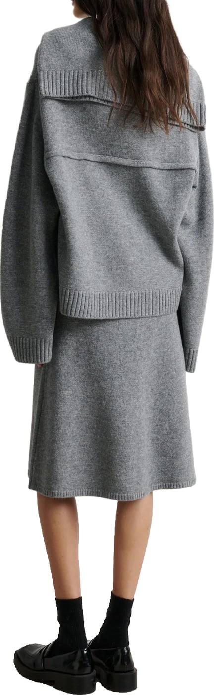 Second Female - 61184 - Alpha Knit Collar Cardigan - 7045 Mid Grey Melange