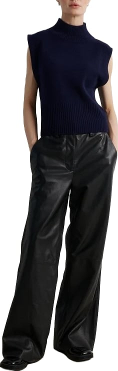 Second Female - 61372 - Longo Knit T-neck Vest - 5994 Night Sky