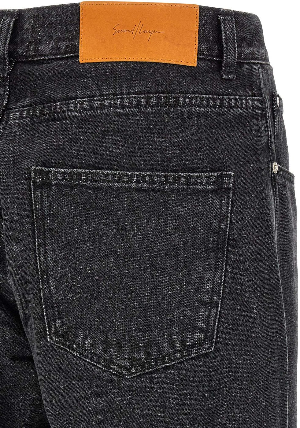 SECOND/LAYER Black Cotton Straight-Leg Jeans