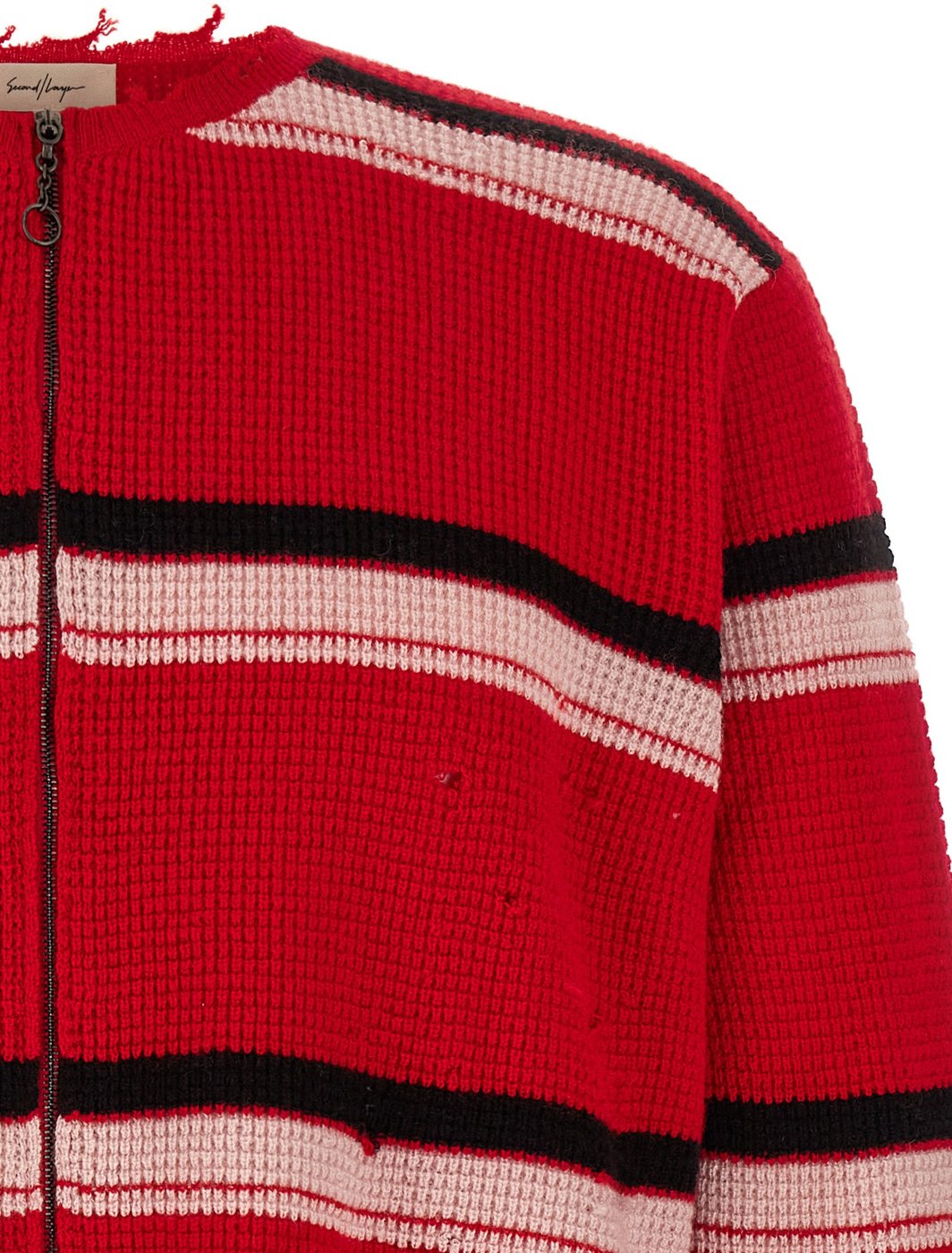 SECOND/LAYER Red Wool Cardigan